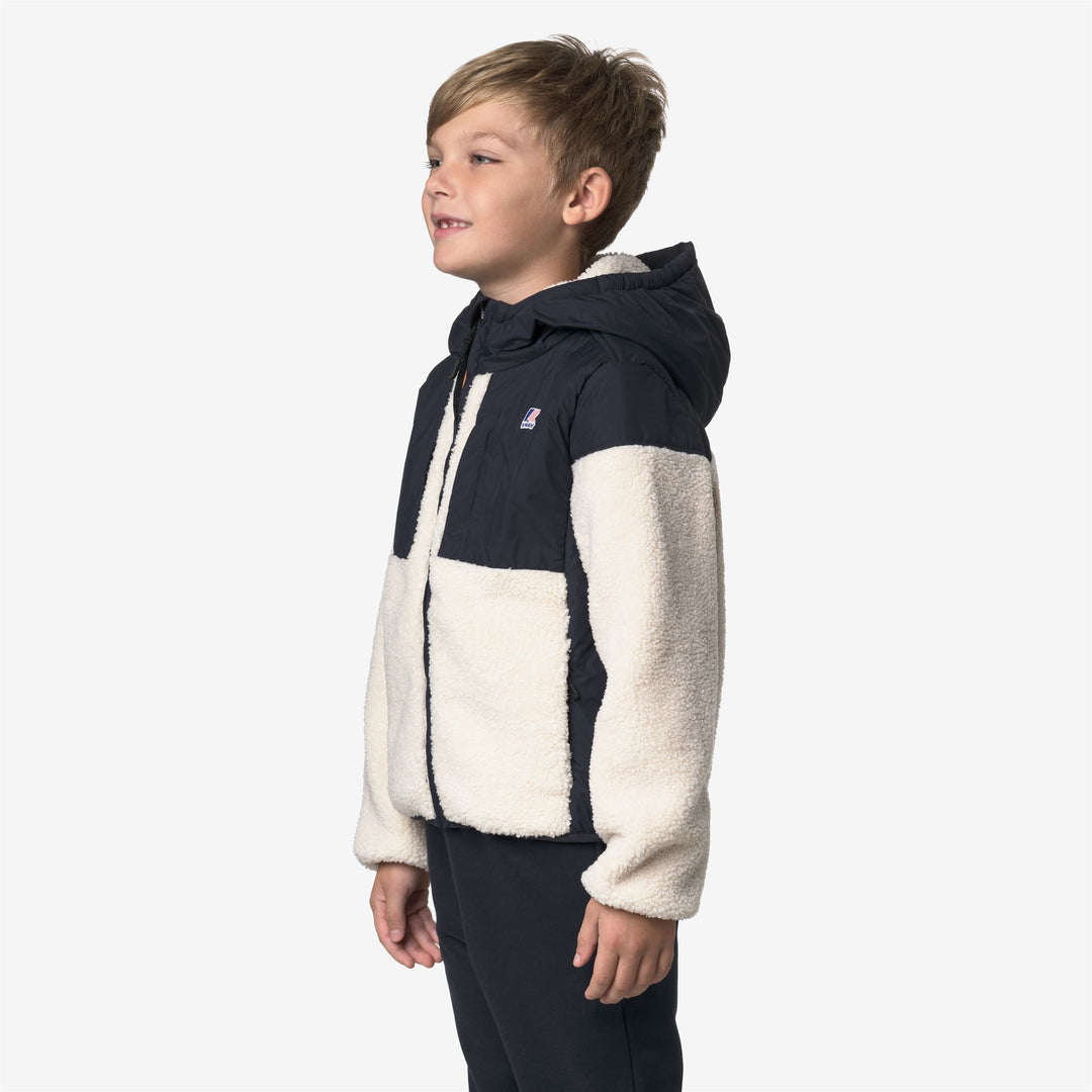 Felpa con cappuccio in pile caldo unisex blu per bambini con cerniera e tasche main