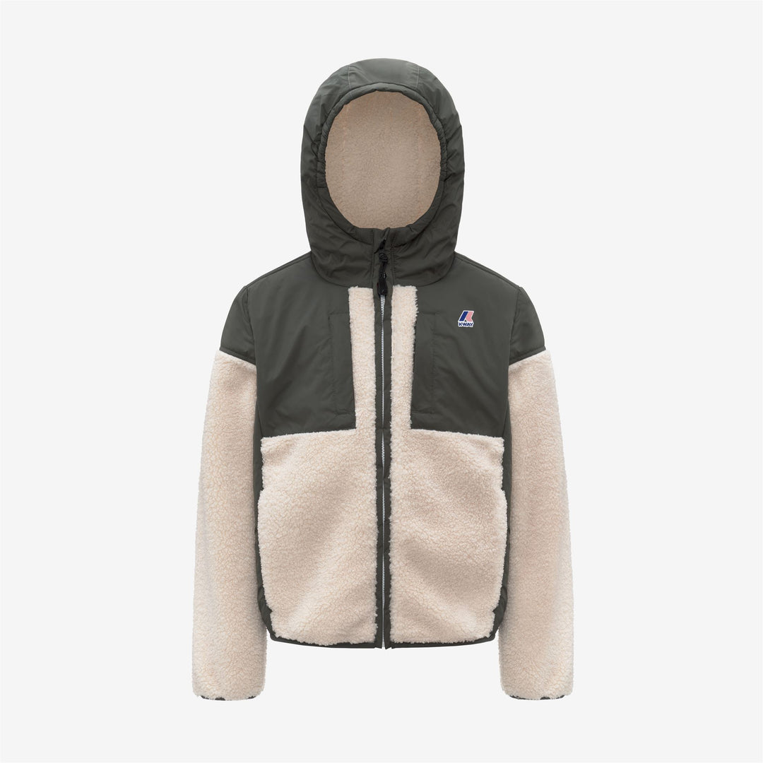 Green blackish Kid's Fleece Hoodie with Pockets and Zip 01