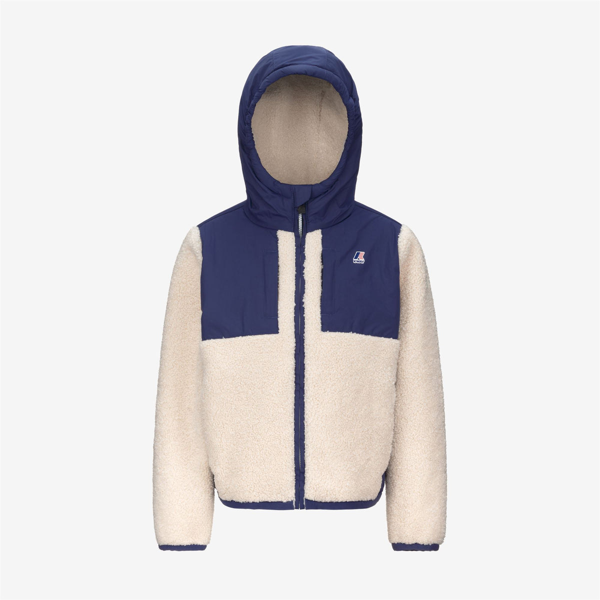 Fleece_KID UNISEX_P. SAMSON 4.0 ORSETTO_Hoodie Full Zip_Blue Deep Cobalt-Ecru - Blue Deep Cobalt - Commercial 1