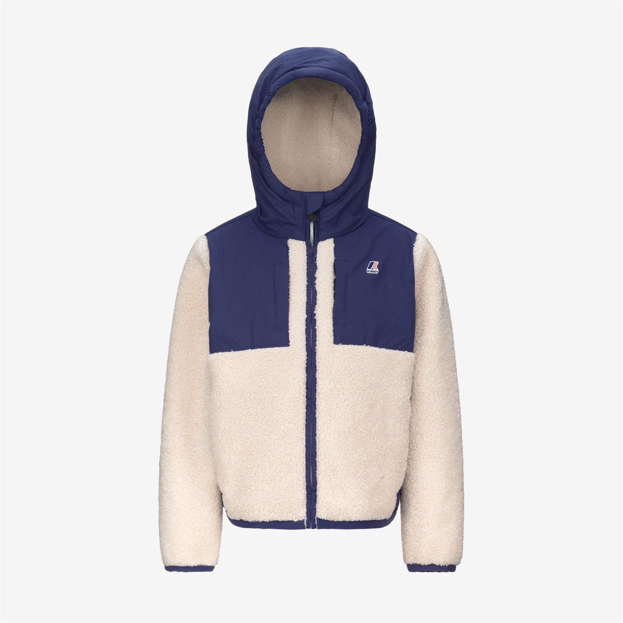 Fleece_KID UNISEX_P. SAMSON 4.0 ORSETTO_Hoodie Full Zip_Blue Deep Cobalt-Ecru - Blue Deep Cobalt - Commercial 1