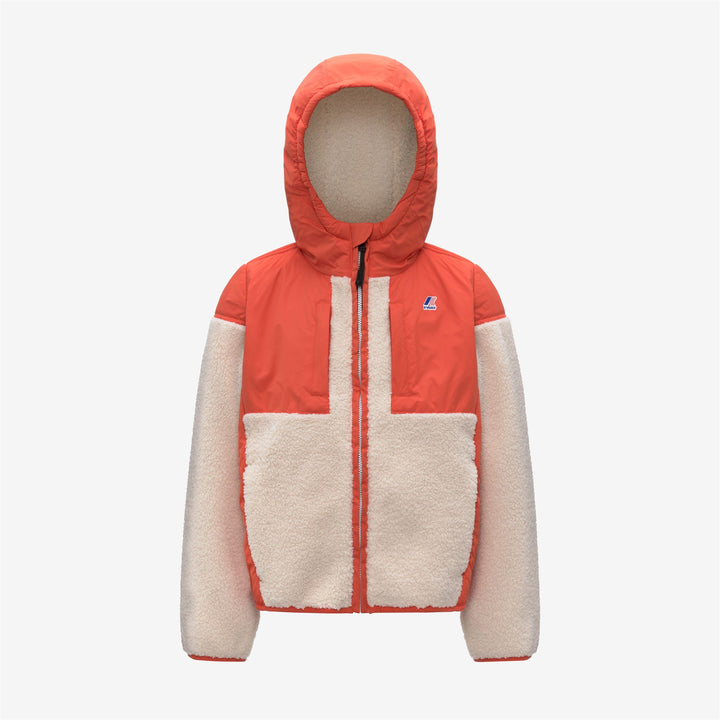 Felpa con cappuccio in pile unisex arancione per bambini con cerniera intera e tasche 1