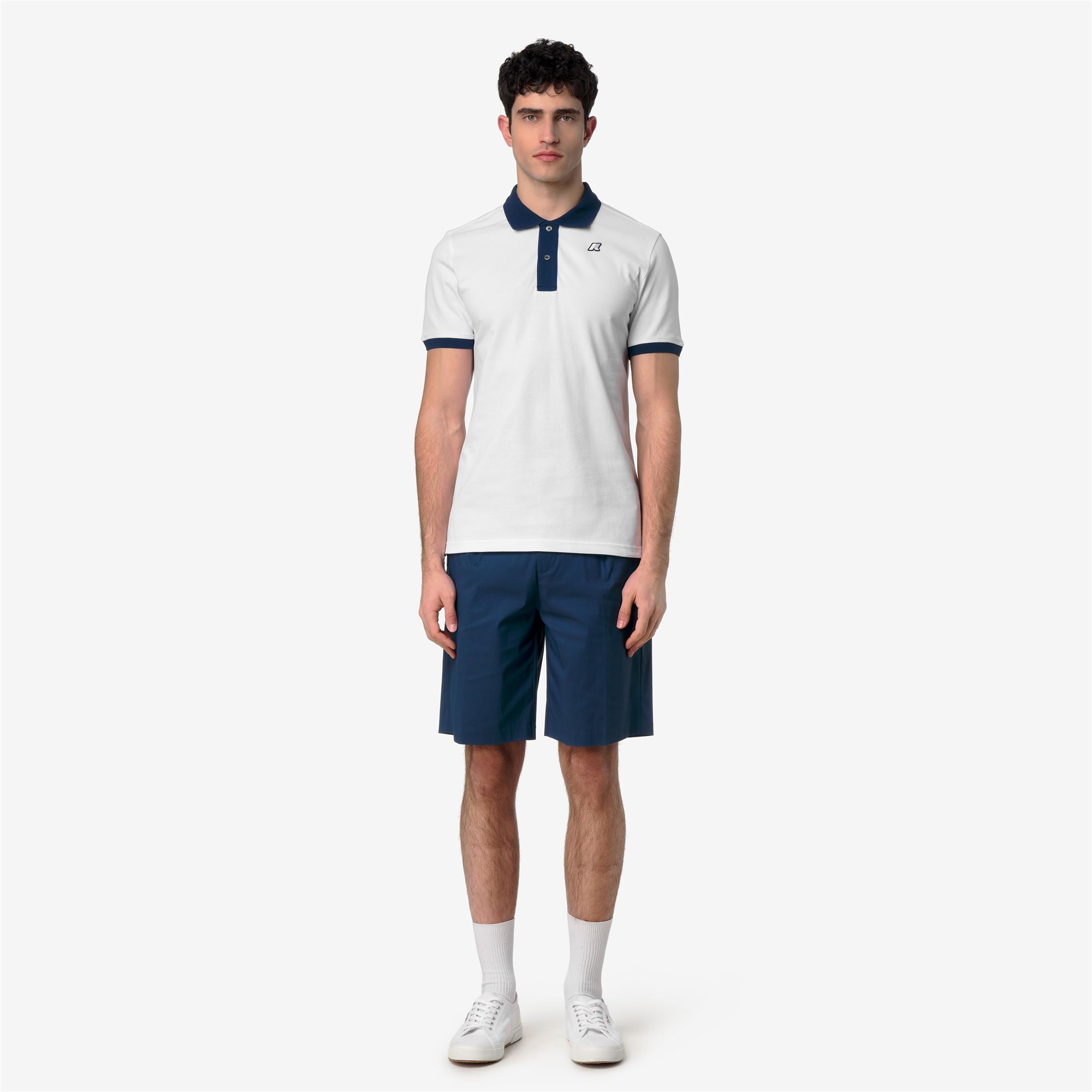 Polo Shirts_Man_VIC-VORMIR PIQUE_Polo_White - Blue Insignia - Commercial 4
