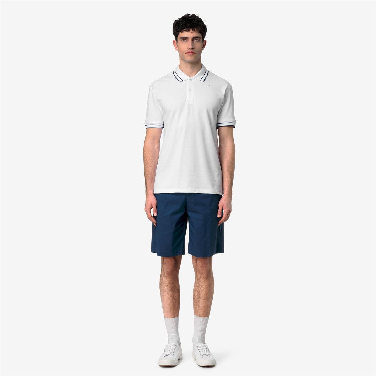 Polo Shirts_Man_SIMOR-VINNAR PIQUE_Polo_White - Blue Insignia - Commercial 4