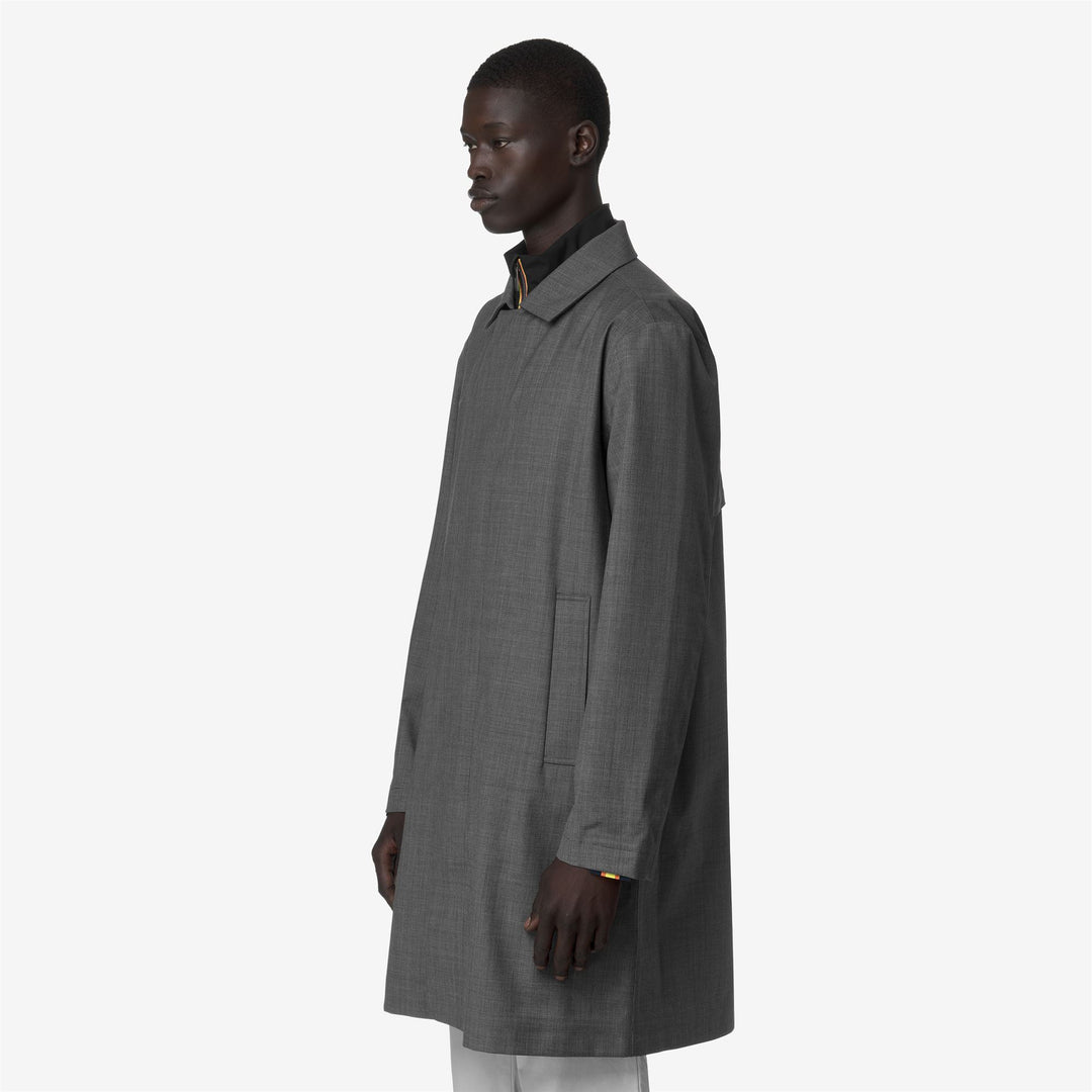 Chaqueta de lana impermeable de 3/4 de longitud para hombre, color gris main