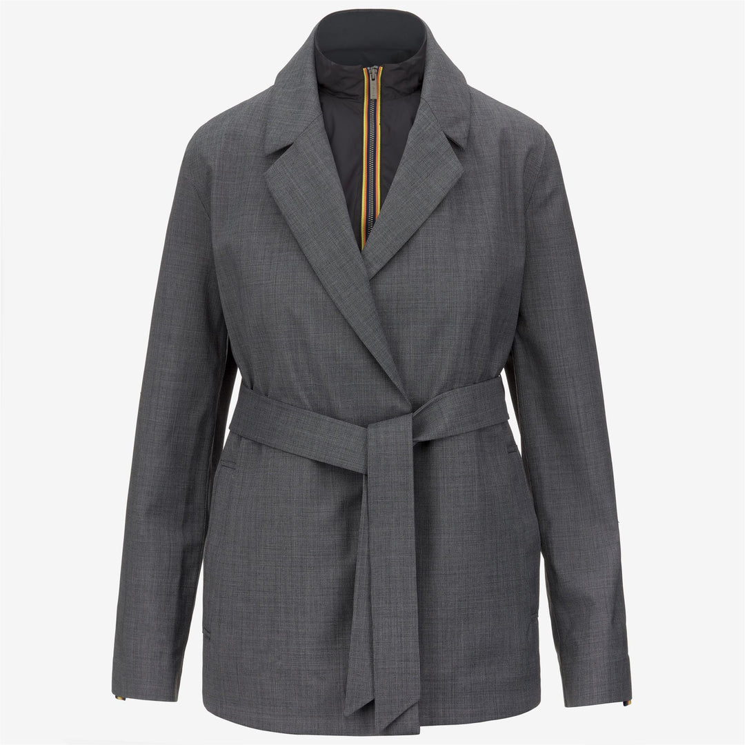 Grey Women's Mid-Season Tailored Jacket with Detachable Vest 01
