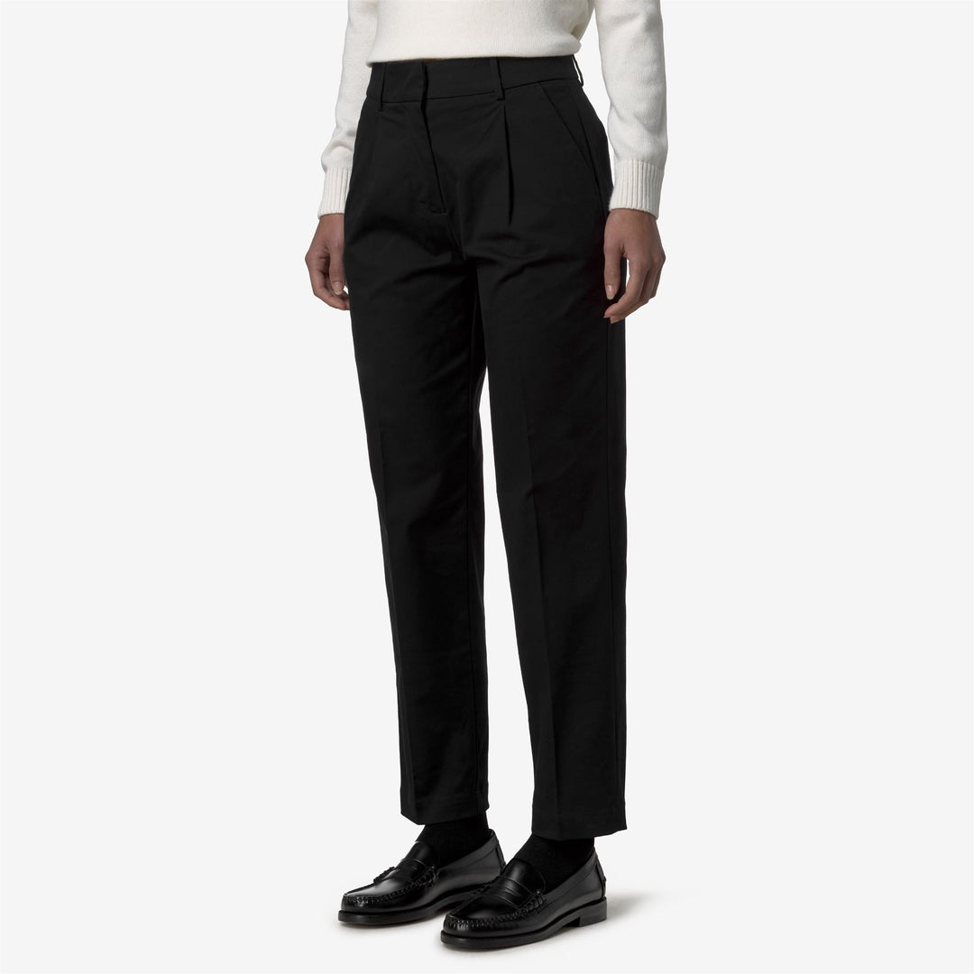Pantalones chinos negros para mujer con elástico y bolsillos laterales main
