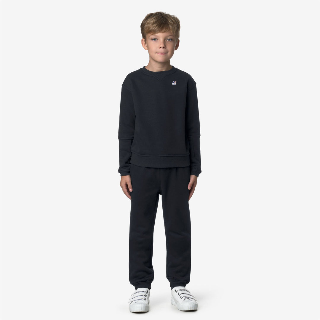 Pantaloni sportivi unisex blu in cotone spazzolato per bambini main