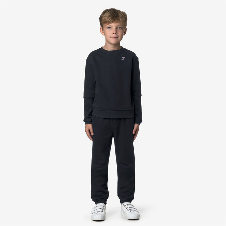 Pantaloni sportivi unisex blu in cotone spazzolato per bambini 4