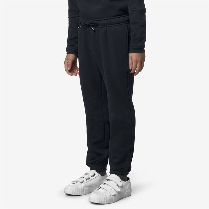 Pantaloni sportivi unisex blu in cotone spazzolato per bambini 5