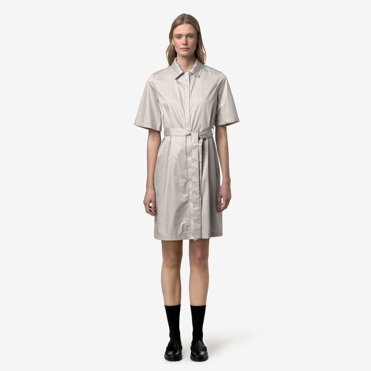 Dresses_Woman_NOUAILLE SHINY COTTON_Short_BEIGE LT - Commercial 4