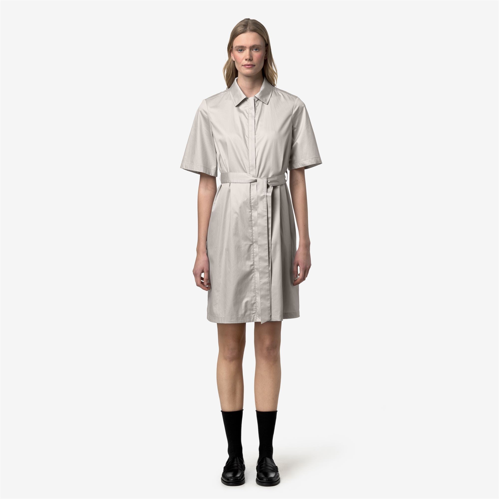 Dresses_Woman_NOUAILLE SHINY COTTON_Short_BEIGE LT - Commercial 4