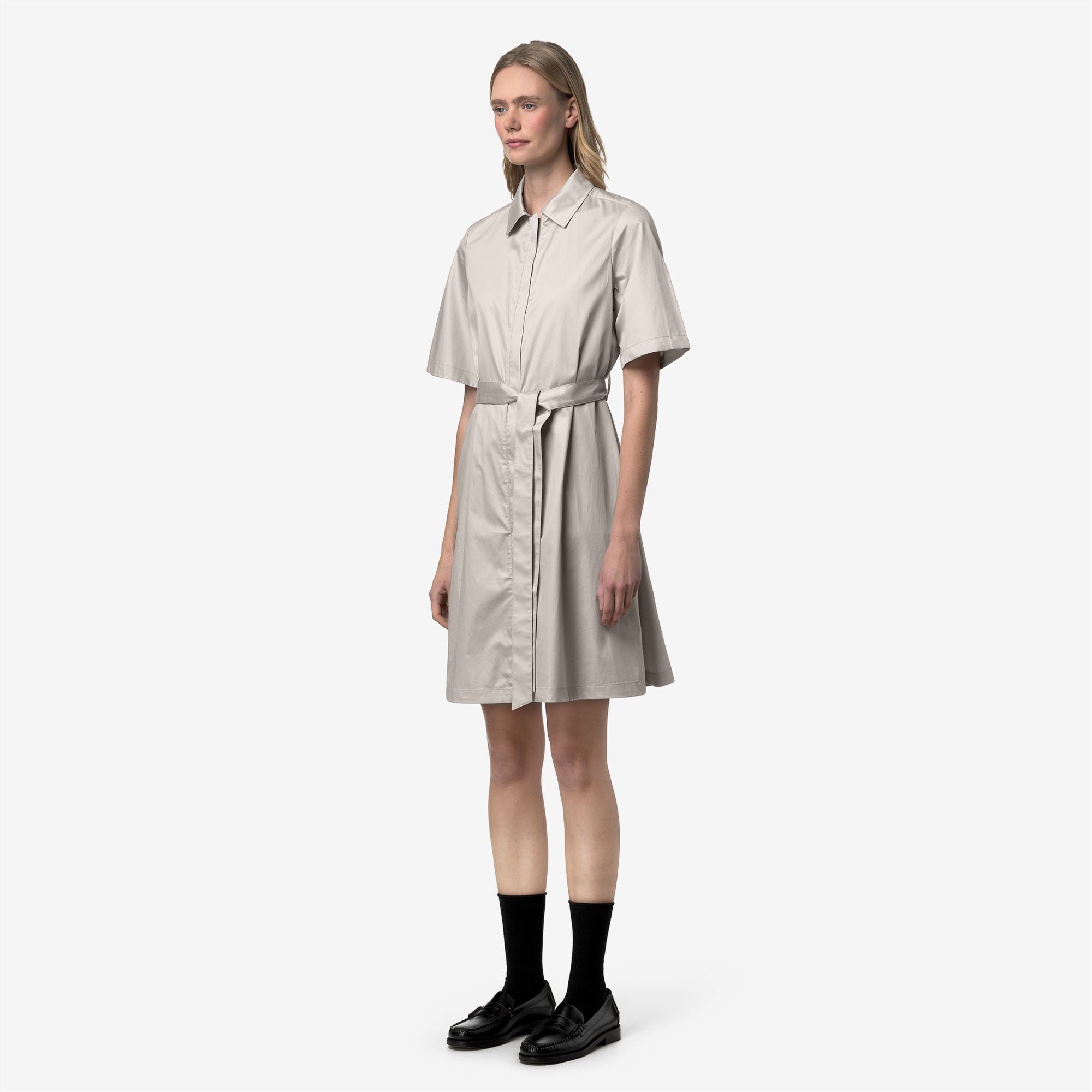 Dresses_Woman_NOUAILLE SHINY COTTON_Short_BEIGE LT - Commercial 5