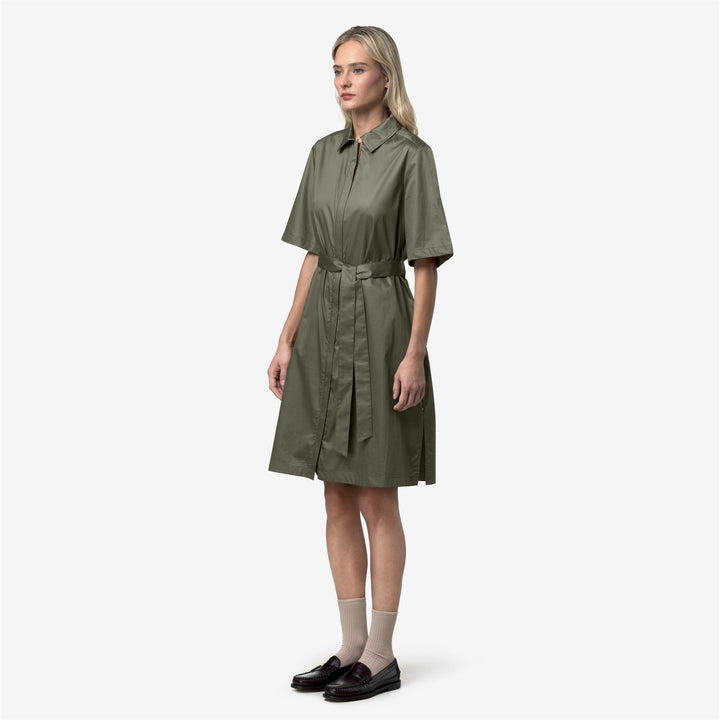 NOUAILLE SHINY COTTON Vestidos Corto Mujer Green Lichen 2