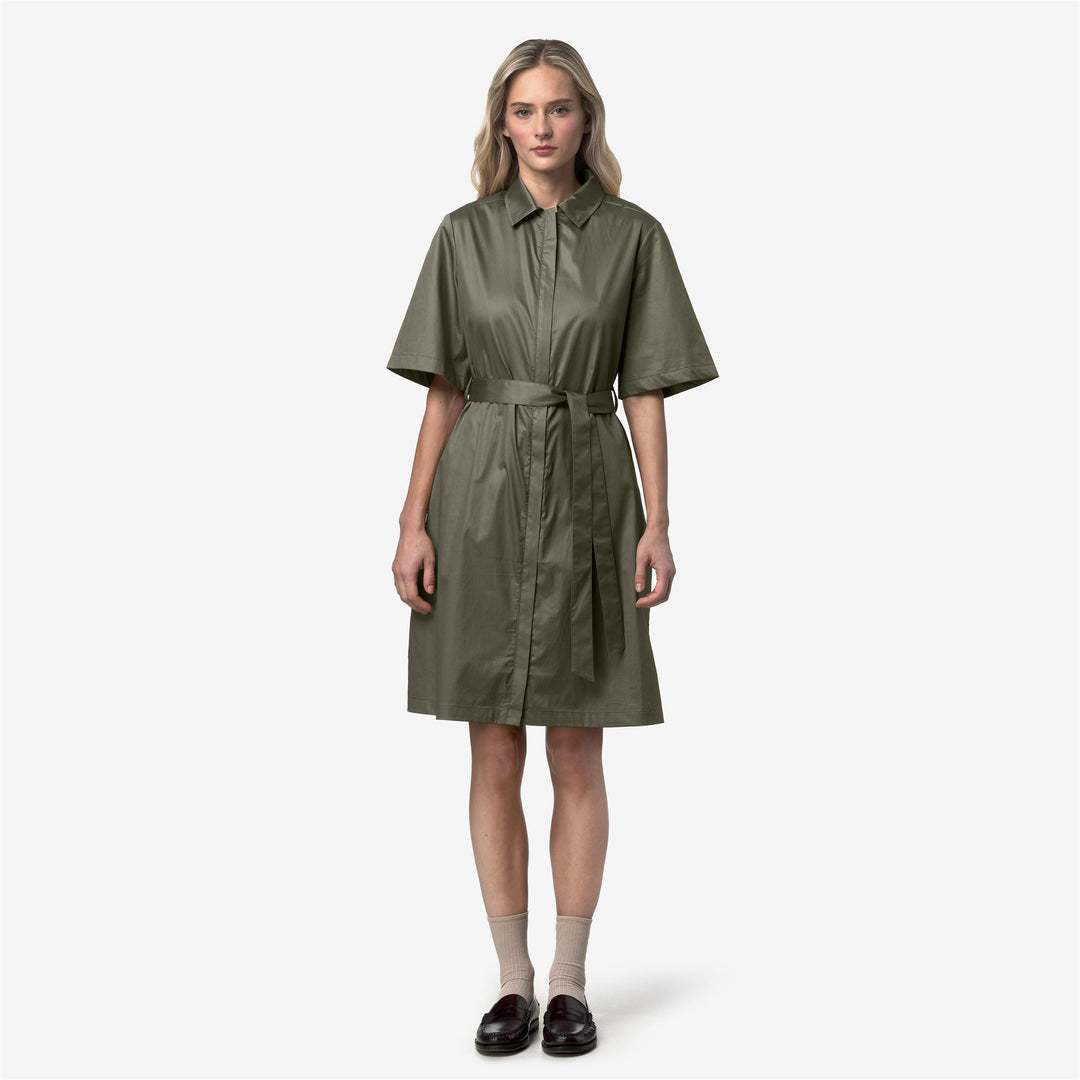 NOUAILLE SHINY COTTON Vestidos Corto Mujer Green Lichen 01