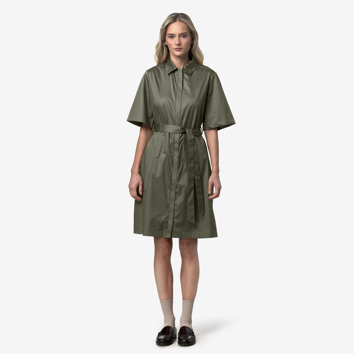 NOUAILLE SHINY COTTON Vestidos Corto Mujer Green Lichen 1