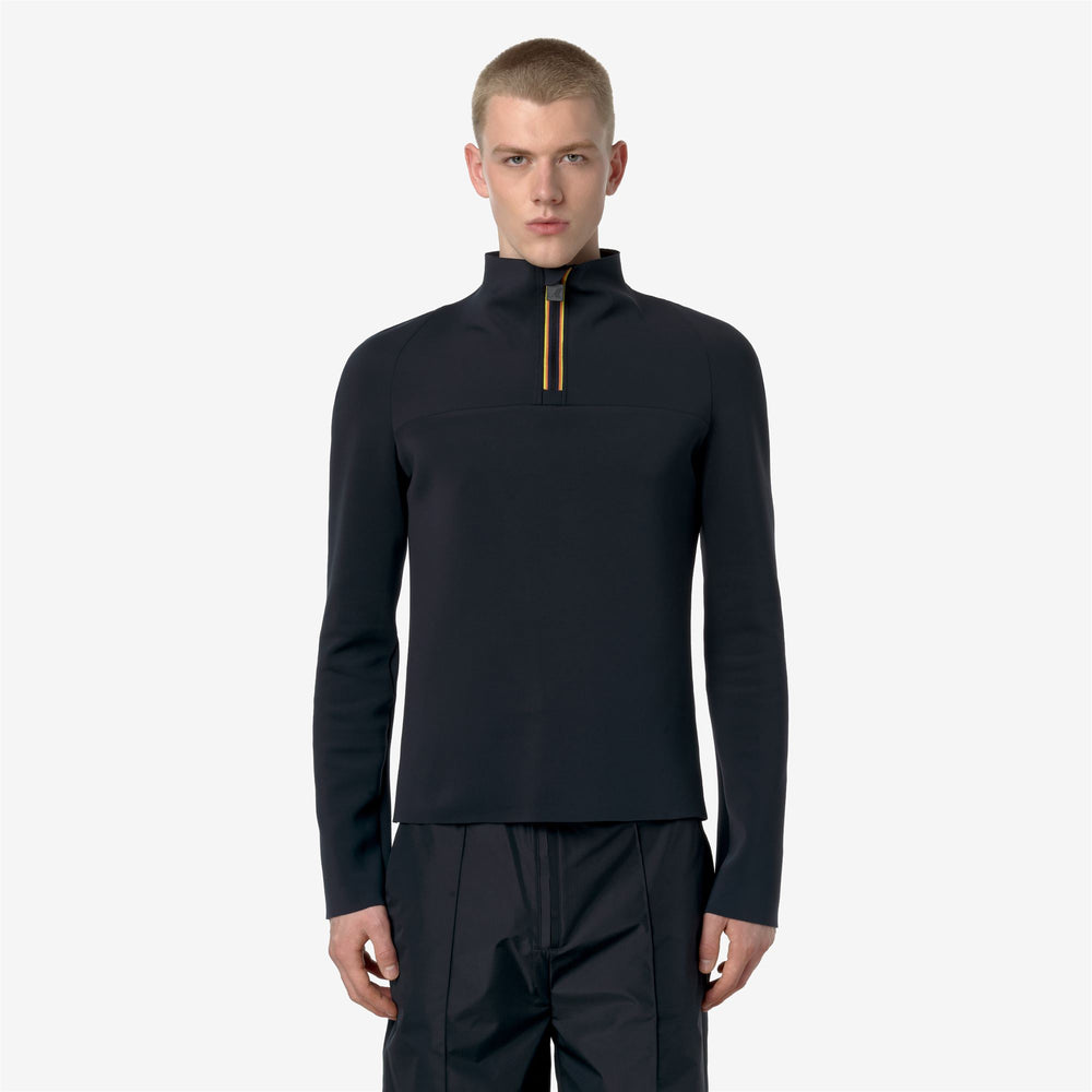 Grey Black Men's Slim Fit Scuba Turtleneck T-Shirt with Half Zip 02