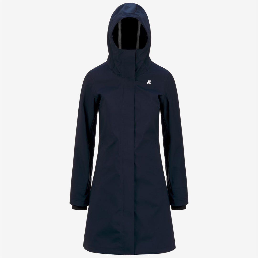 Chaqueta cálida azul de mujer 3/4 con corte ajustado main