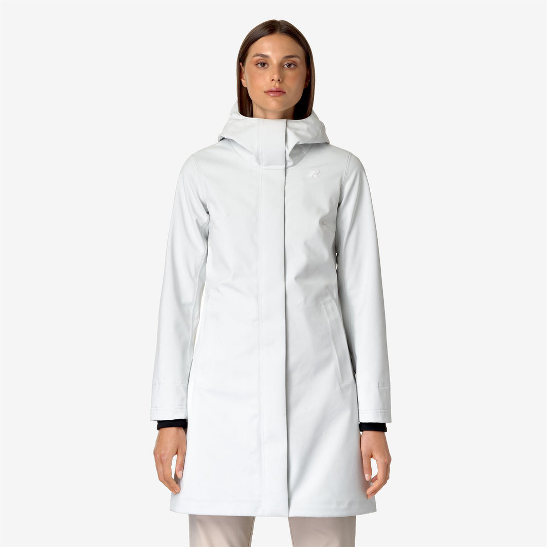 Chaqueta cálida de mujer gris azul de 3/4 con corte ajustado 01