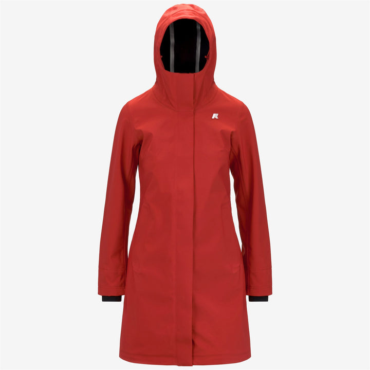 Chaqueta roja de mujer 3/4 cálida, ajustada y con tela impermeable 5