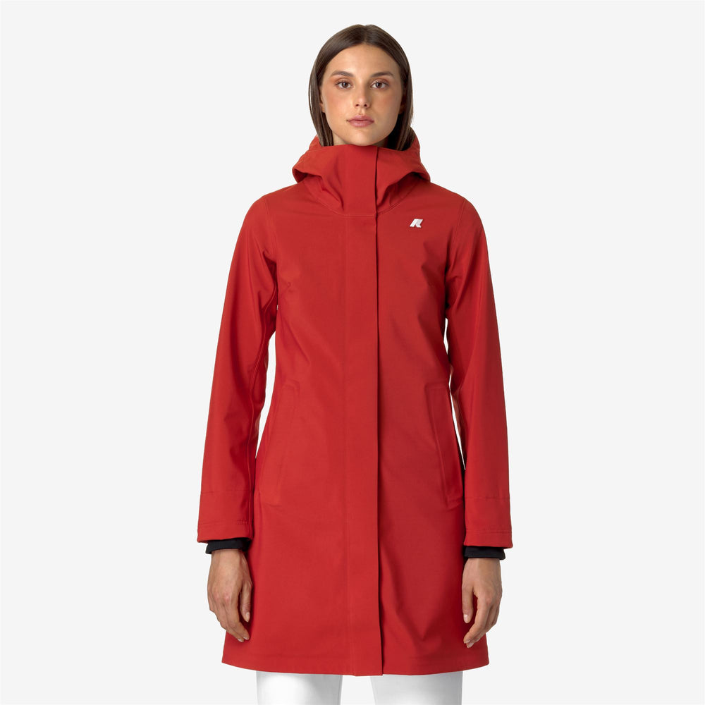 Red Women's 3/4 Length Warm Jacket with Slim Fit and Waterproof Fabric 02