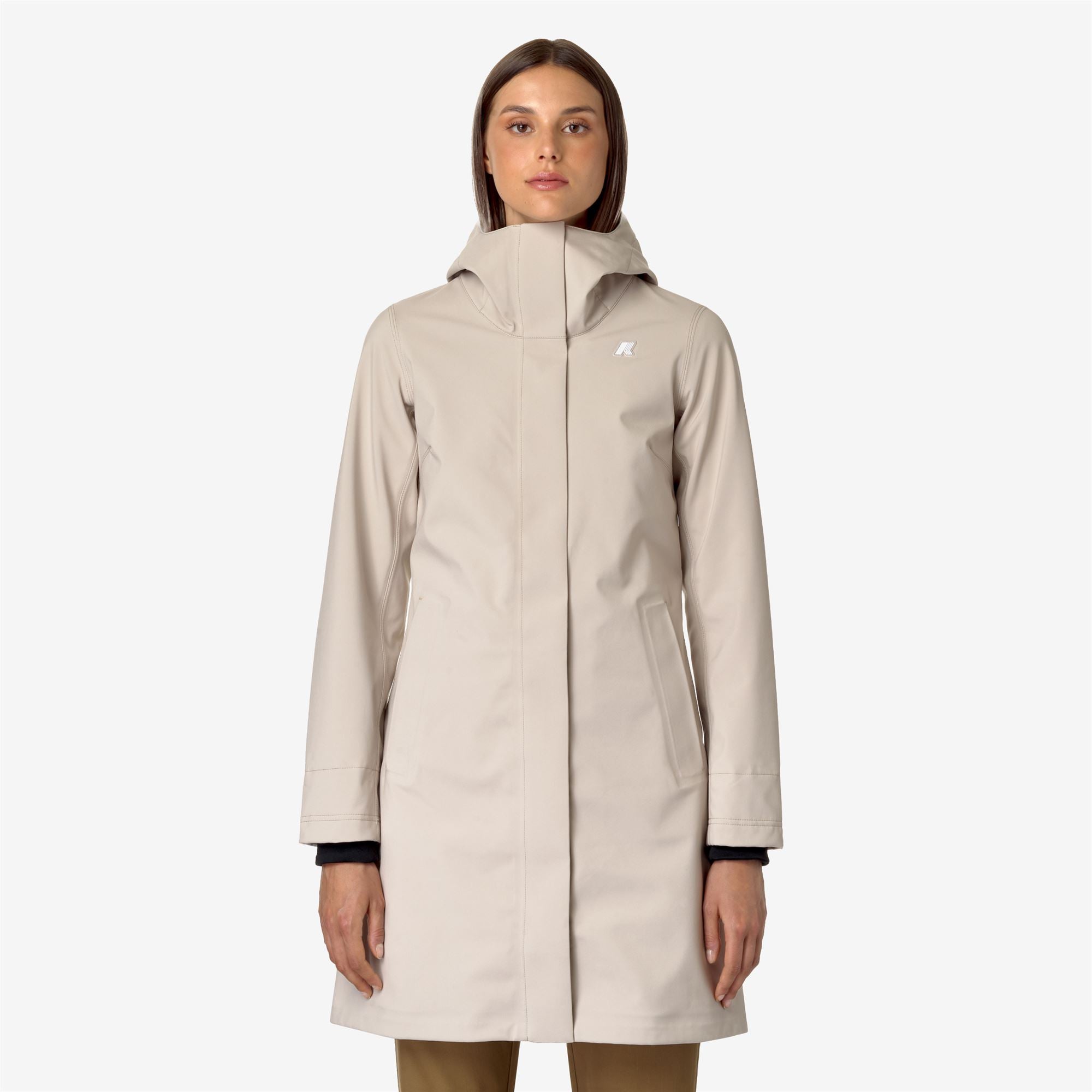 Jackets_WOMAN_STEPHY BONDED_3/4 Length_Beige G-Blue D - Beige Grey - Blue Depth - Commercial 3