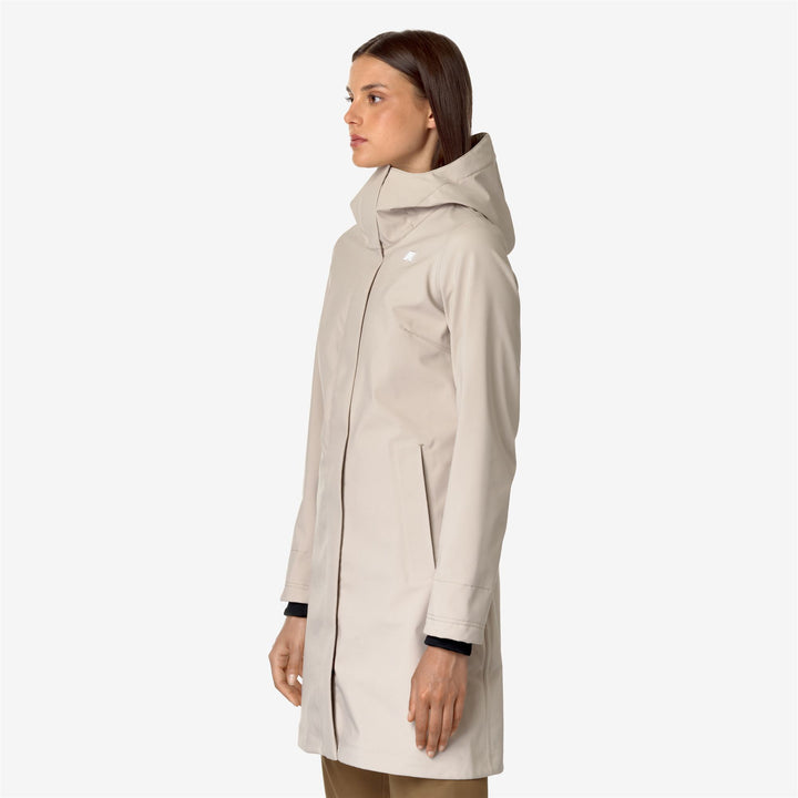 Beige Brown Women's 3/4 Length Warm Jacket with Slim Fit 4