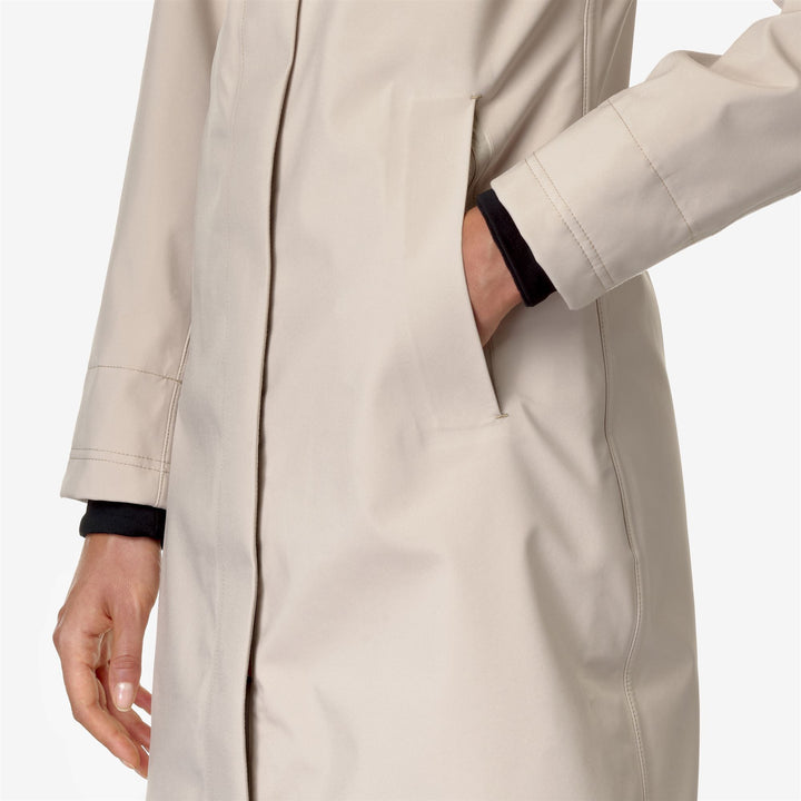 Beige Brown Women's 3/4 Length Warm Jacket with Slim Fit 2