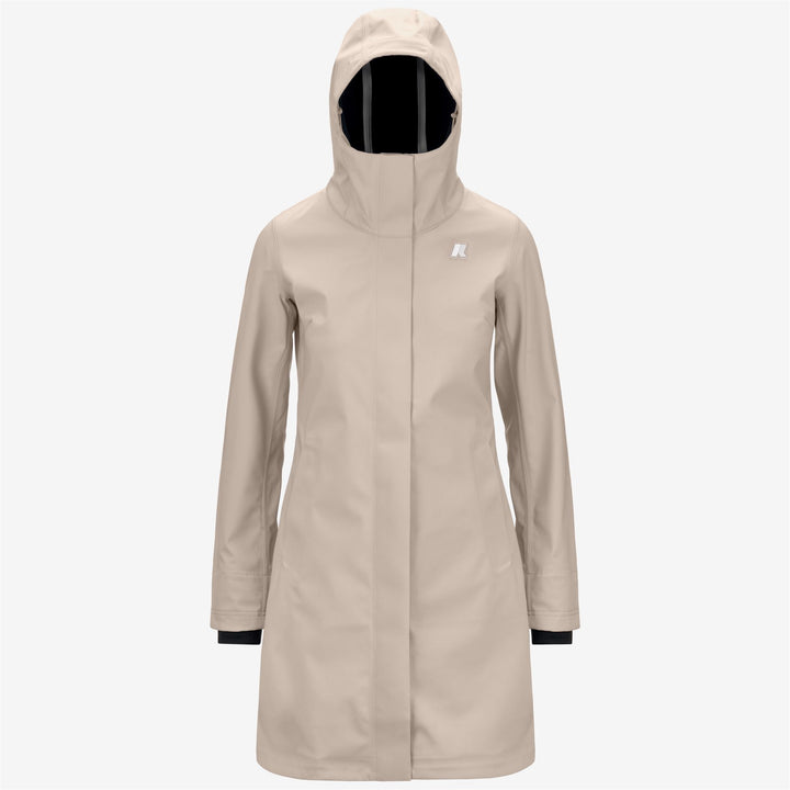 Chaqueta cálida de mujer beige marrón 3/4 con corte ajustado 5