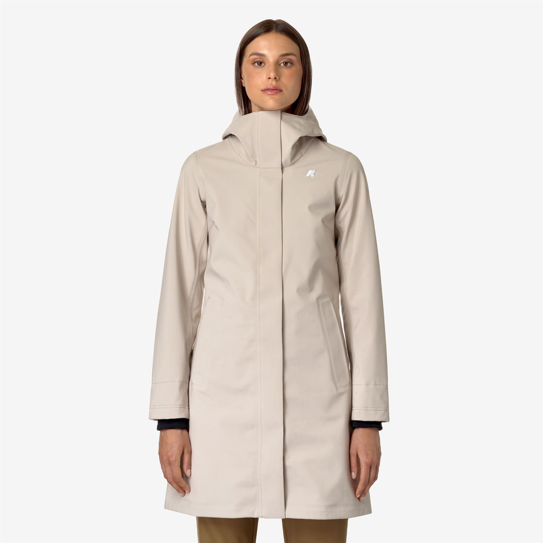Chaqueta cálida de mujer beige marrón 3/4 con corte ajustado 01