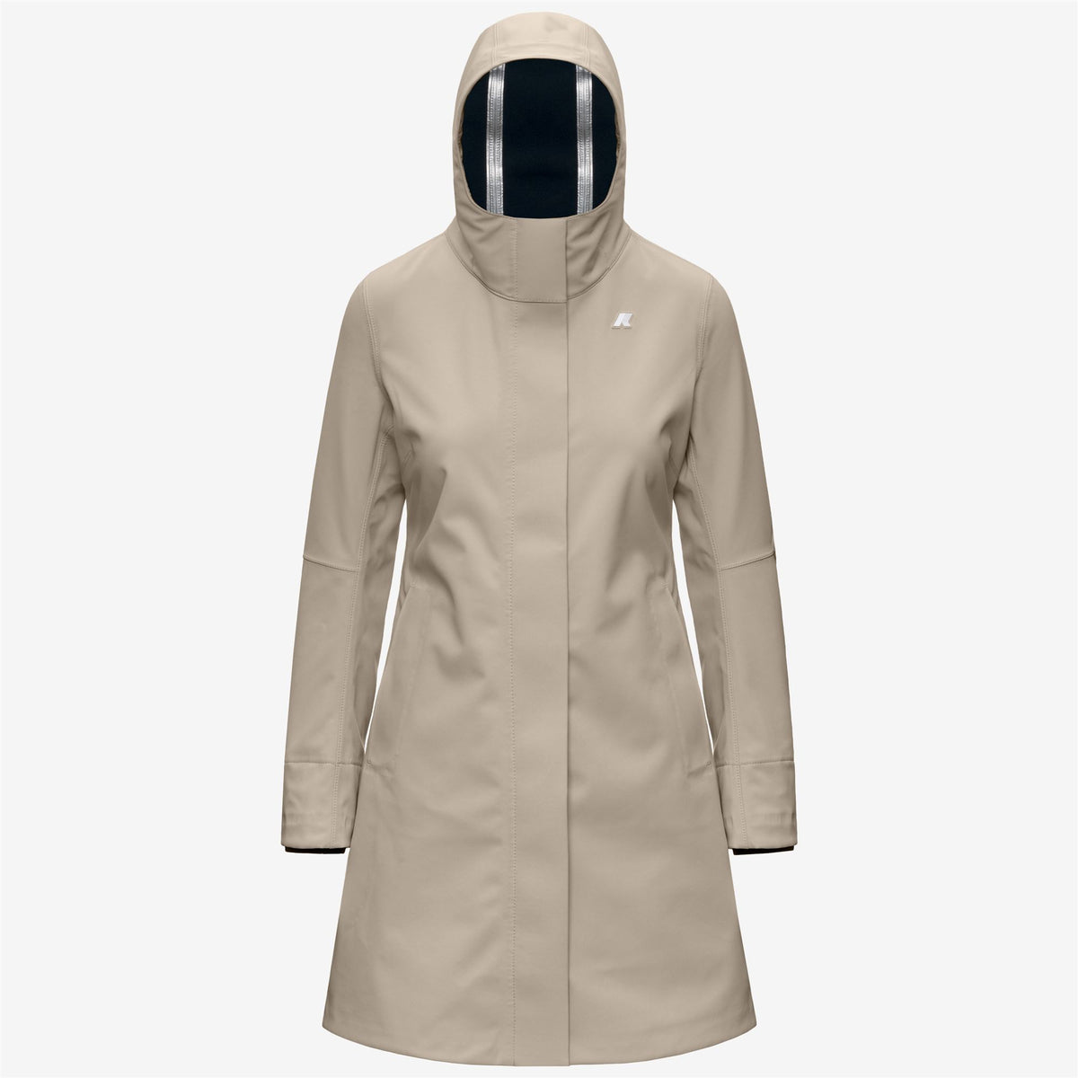 Jackets_Woman_STEPHY BONDED_3/4 Length_Beige Cashmere - Blue Depth - Commercial 1