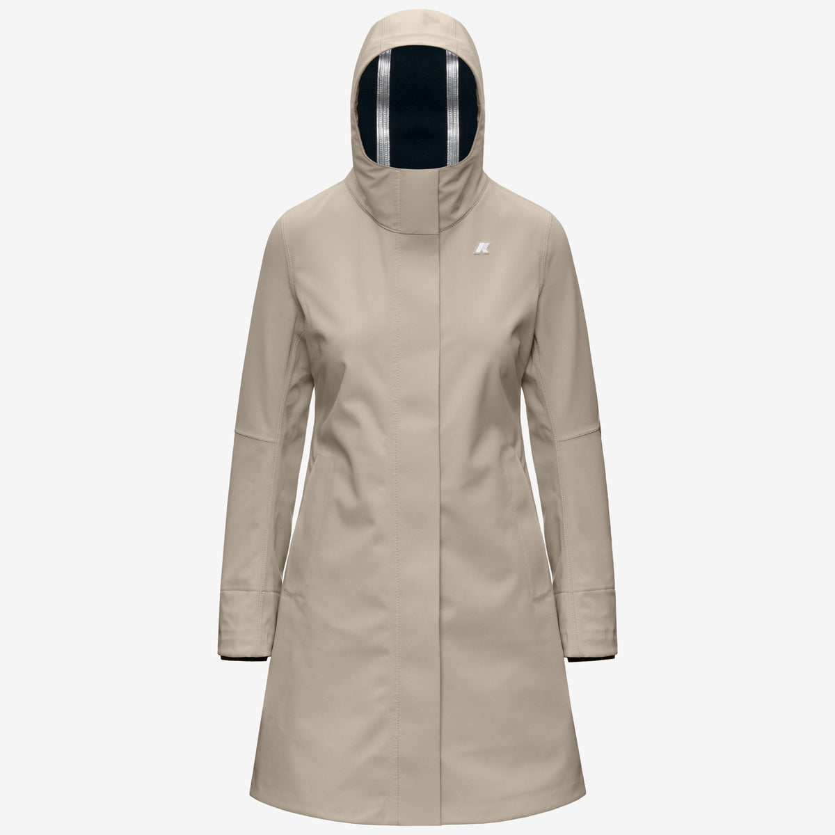 Jackets_Woman_STEPHY BONDED_3/4 Length_Beige Cashmere - Blue Depth - Commercial 1