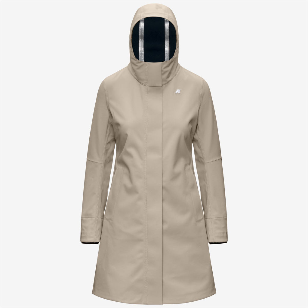 Jackets_Woman_STEPHY BONDED_3/4 Length_Beige Cashmere - Blue Depth - Commercial 1