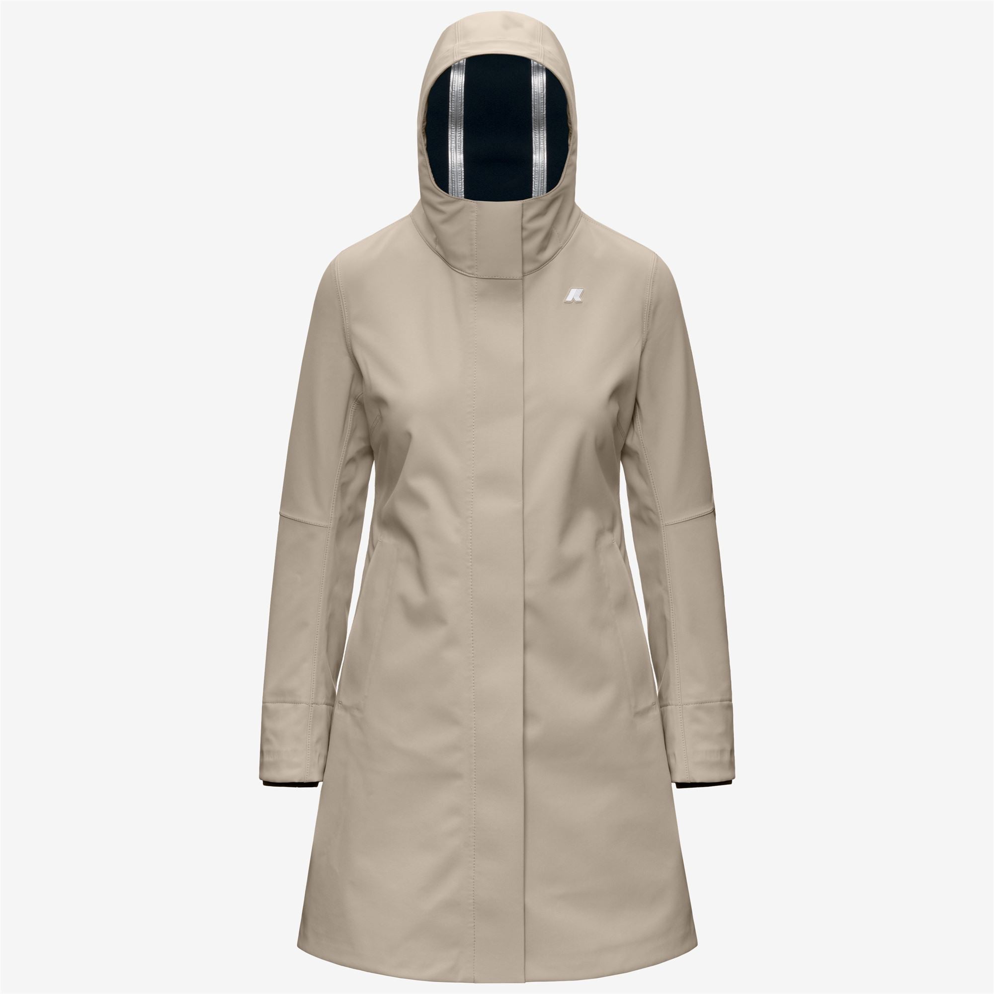 Jackets_Woman_STEPHY BONDED_3/4 Length_Beige Cashmere - Blue Depth - Commercial 1