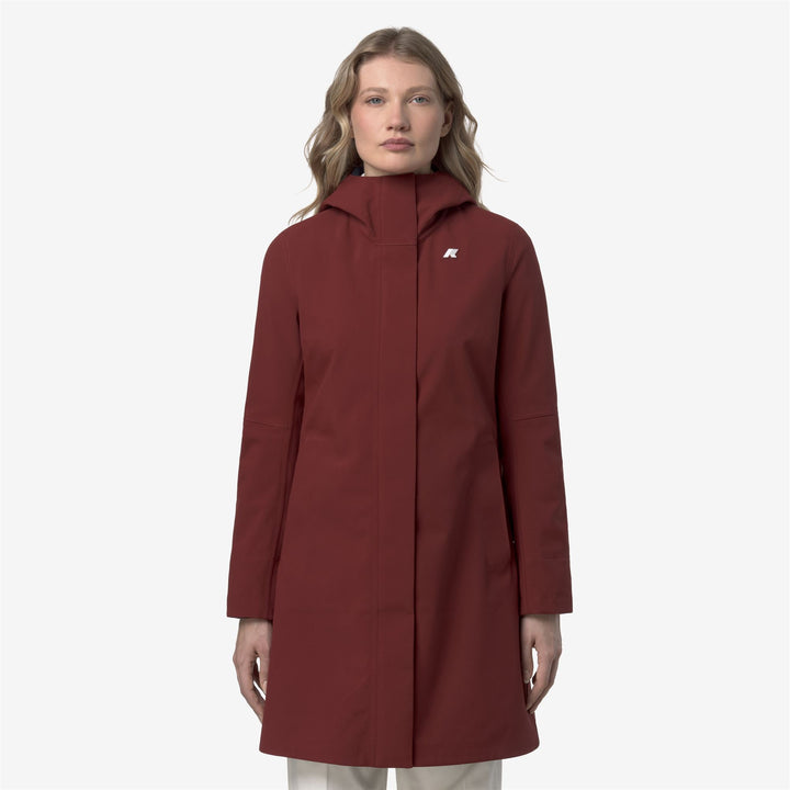 Giacca da donna rossa resistente alle intemperie, lunghezza 3/4 3