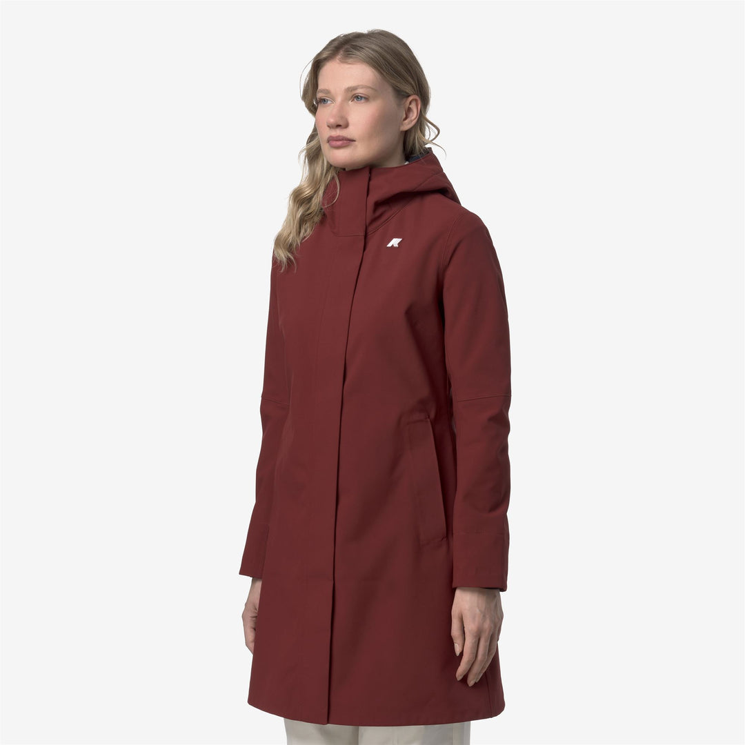 Giacca da donna rossa resistente alle intemperie, lunghezza 3/4 main