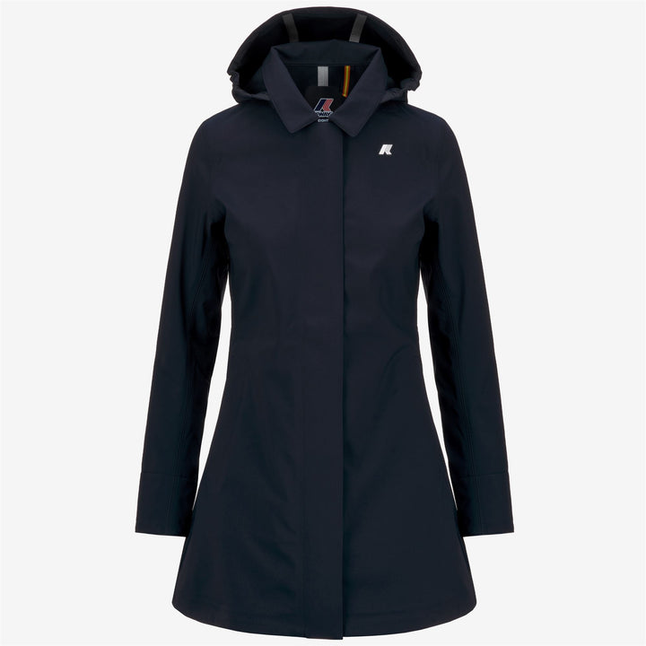 Chaqueta impermeable azul para mujer de 3/4 con capucha desmontable 5