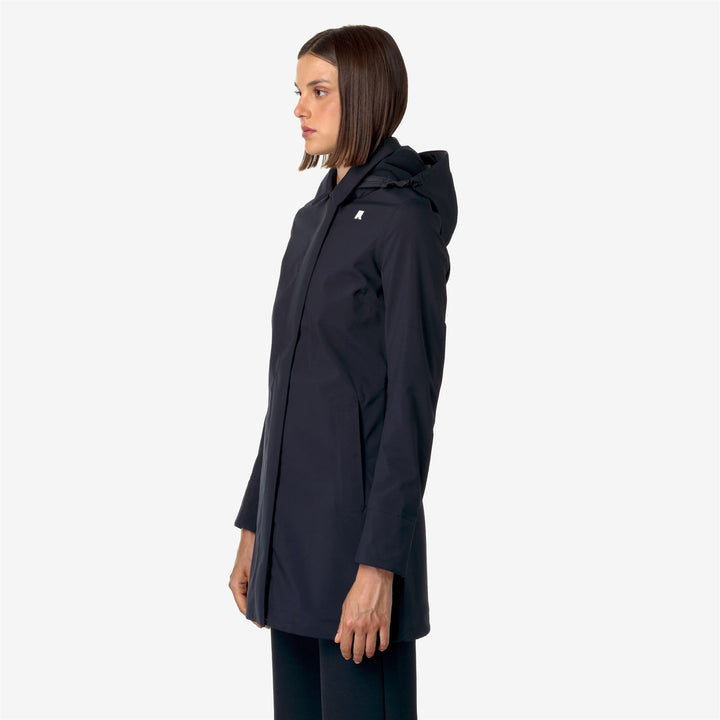 Blue Women's 3/4 Length Waterproof Jacket with Detachable Hood 4