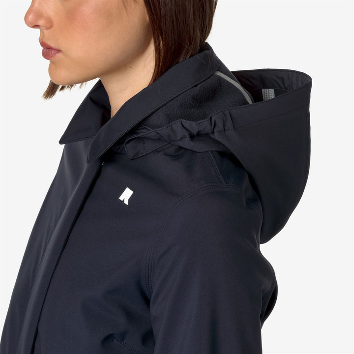 Blue Women's 3/4 Length Waterproof Jacket with Detachable Hood 2