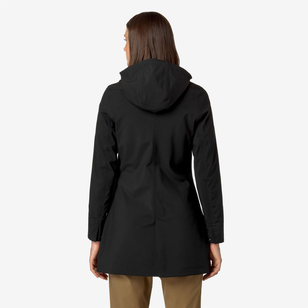Black Grey Women's 3/4 Length Waterproof Jacket with Detachable Hood main