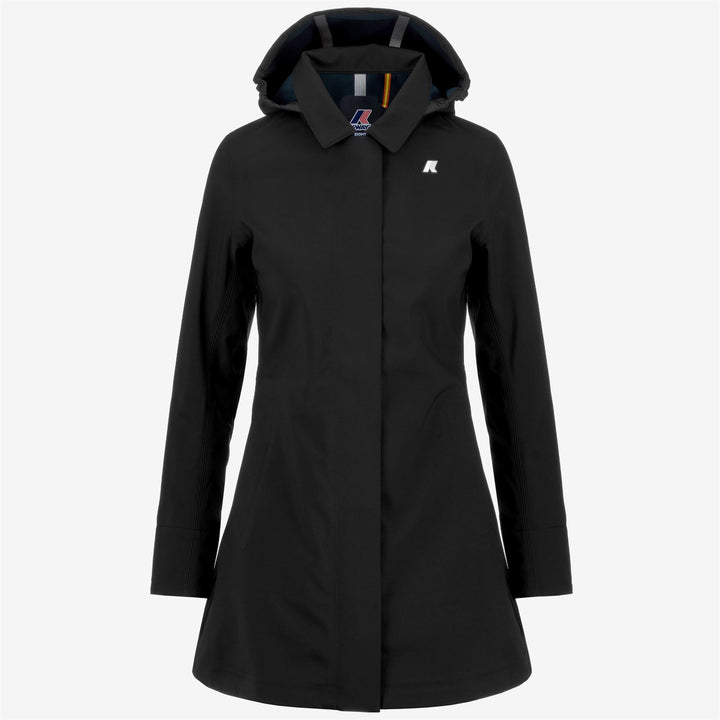 Black Grey Women's 3/4 Length Waterproof Jacket with Detachable Hood 1