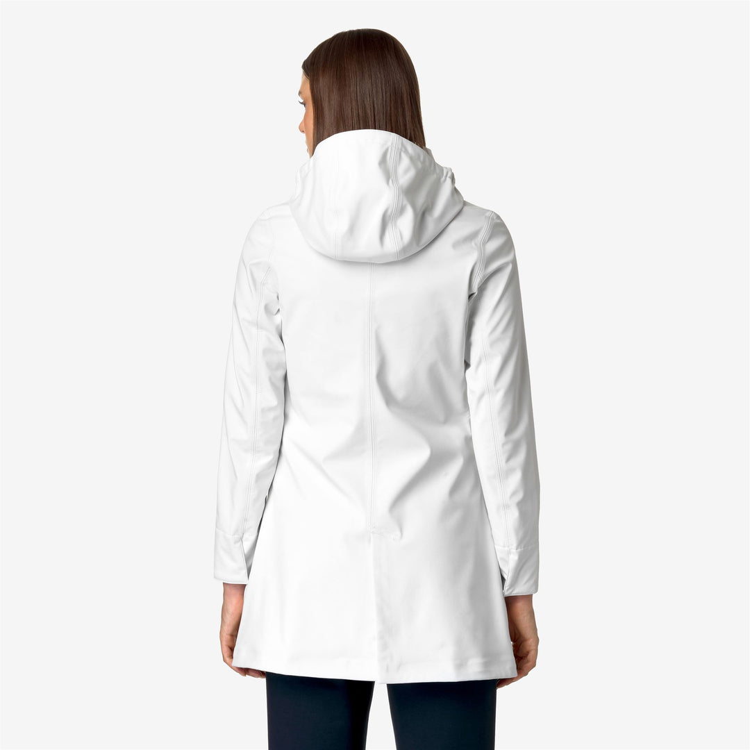 Chaqueta impermeable gris azul para mujer 3/4 con capucha desmontable main