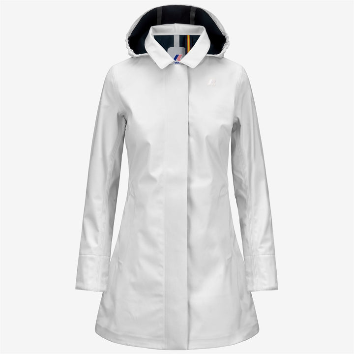 Chaqueta impermeable gris azul para mujer 3/4 con capucha desmontable 1