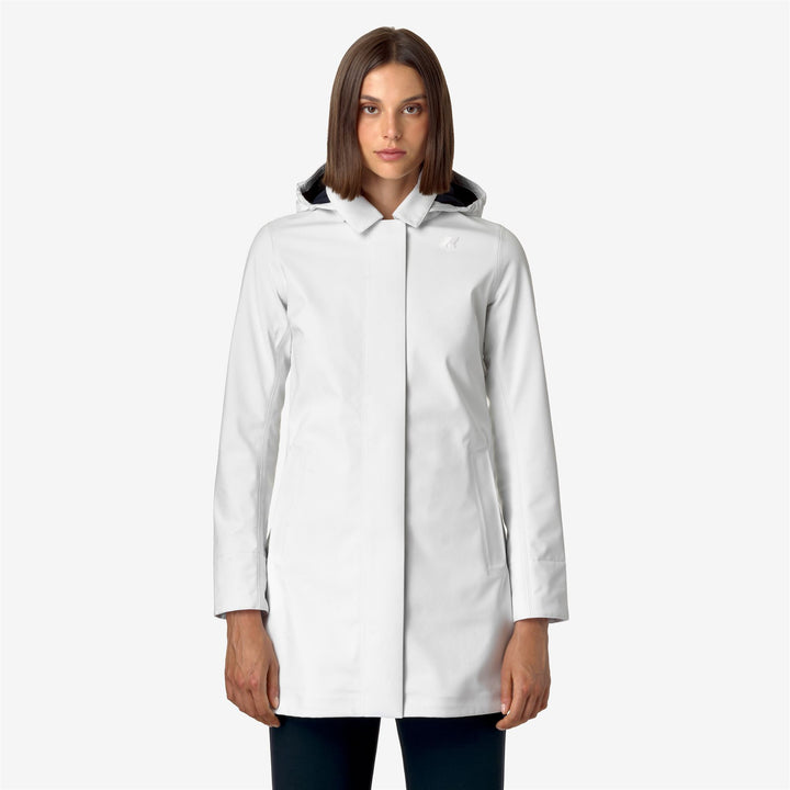 Chaqueta impermeable gris azul para mujer 3/4 con capucha desmontable 3