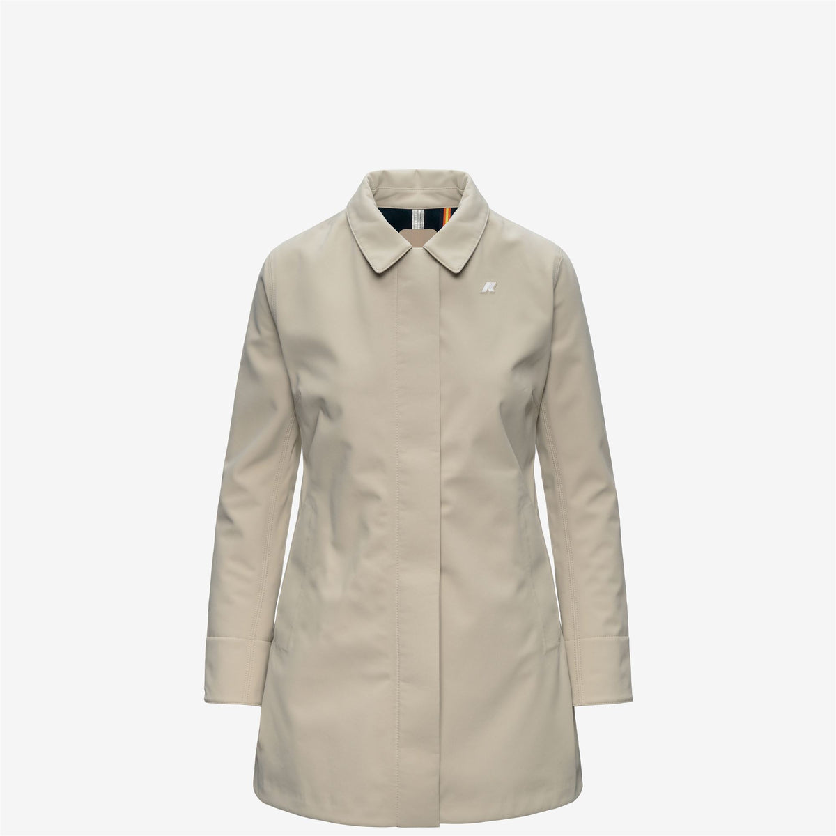 Jackets_Woman_MATHY BONDED_3/4 Length_Beige Cashmere - Blue Depth - Commercial 2
