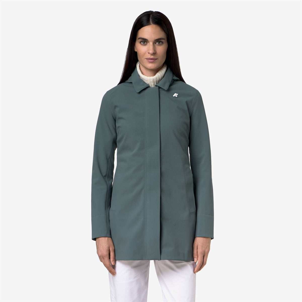 Jackets_Woman_MATHY BONDED_3/4 Length_Green Balsam - Blue Depth - Commercial 4
