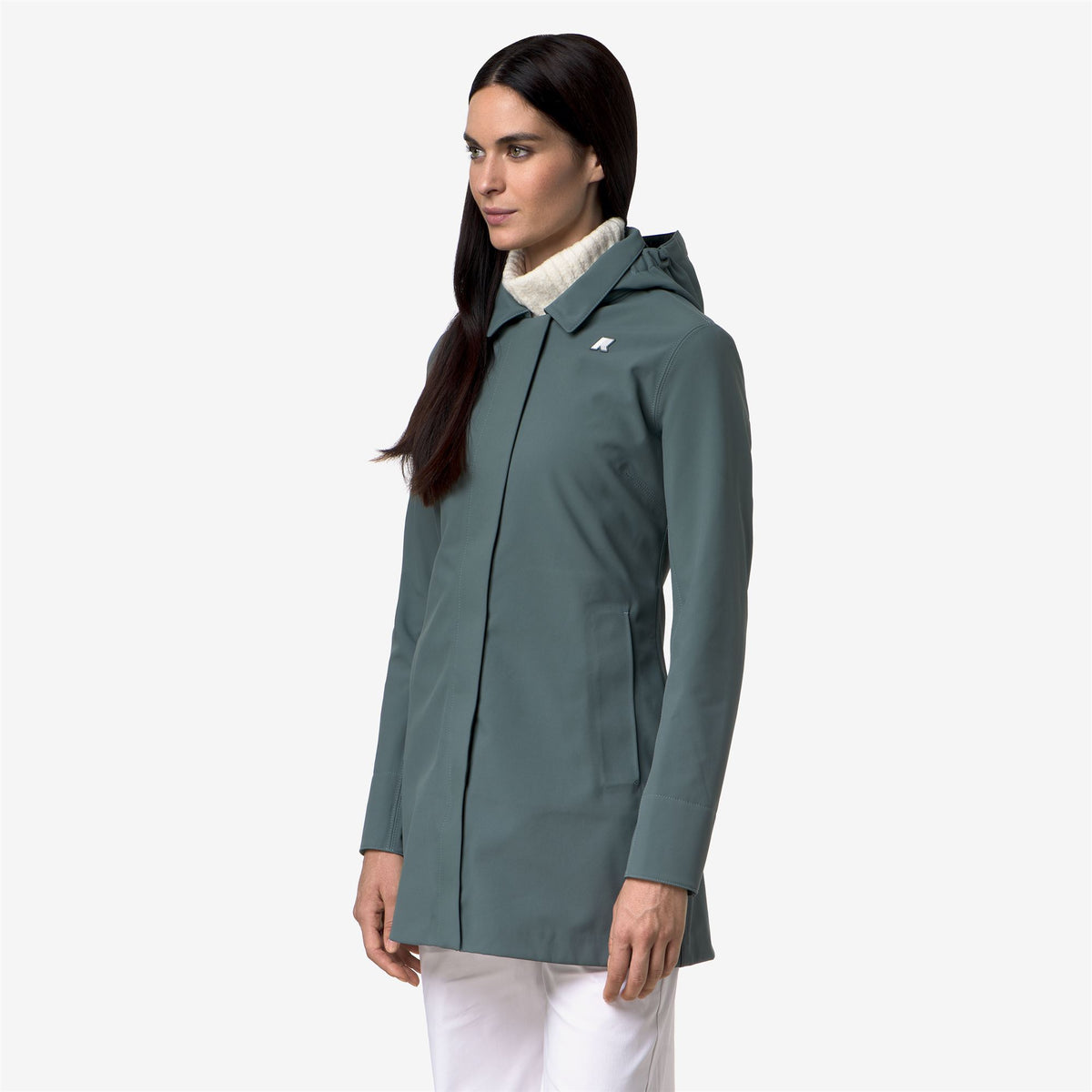 Jackets_Woman_MATHY BONDED_3/4 Length_Green Balsam - Blue Depth - Commercial 5