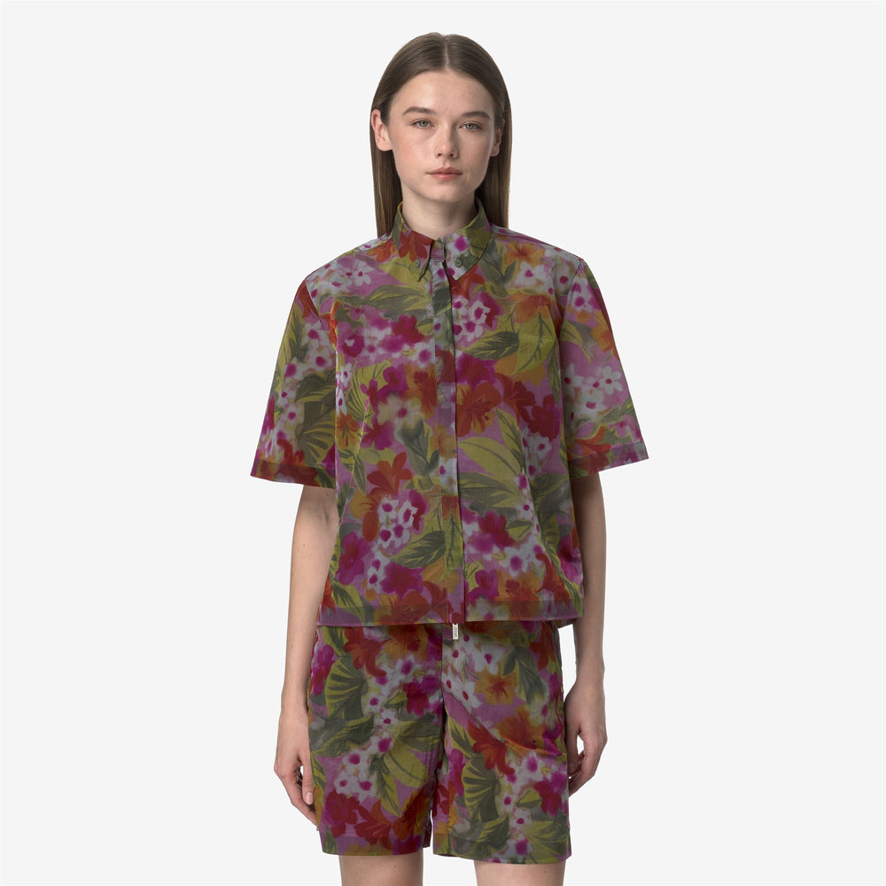 Floral Green Women's Short Sleeve Waterproof Jacket 02