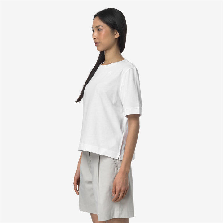 T-Shirt Casual in Cotone Donna Grigia e Bianca per Uso Quotidiano 4