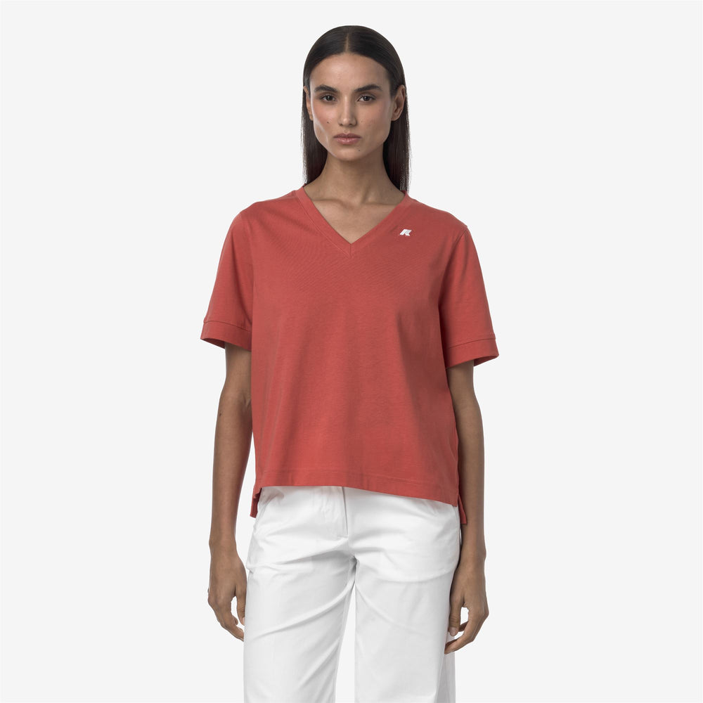 Red Women's Cotton V-Neck T-Shirt for Everyday Wear 02