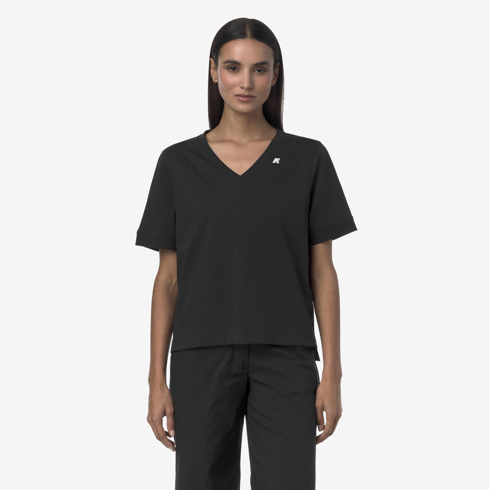 Black Women's V-Neck Cotton T-Shirt for Everyday Wear 02